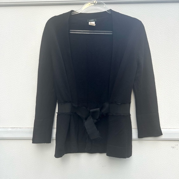 J Crew cashmere wool blend Cardigan Sweater Women S Belted Black Quiet Luxury - Picture 6 of 12
